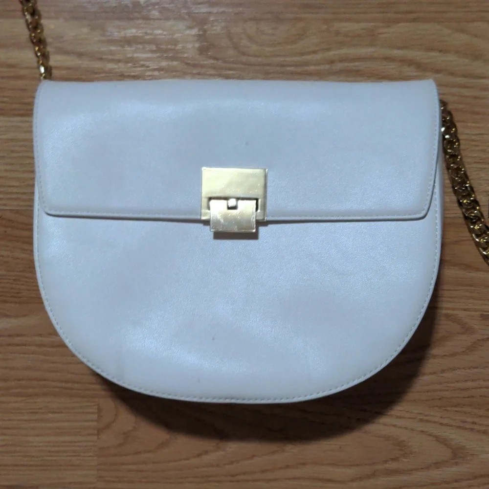 Marina Rinaldi White Leather Shoulder Bag Classic